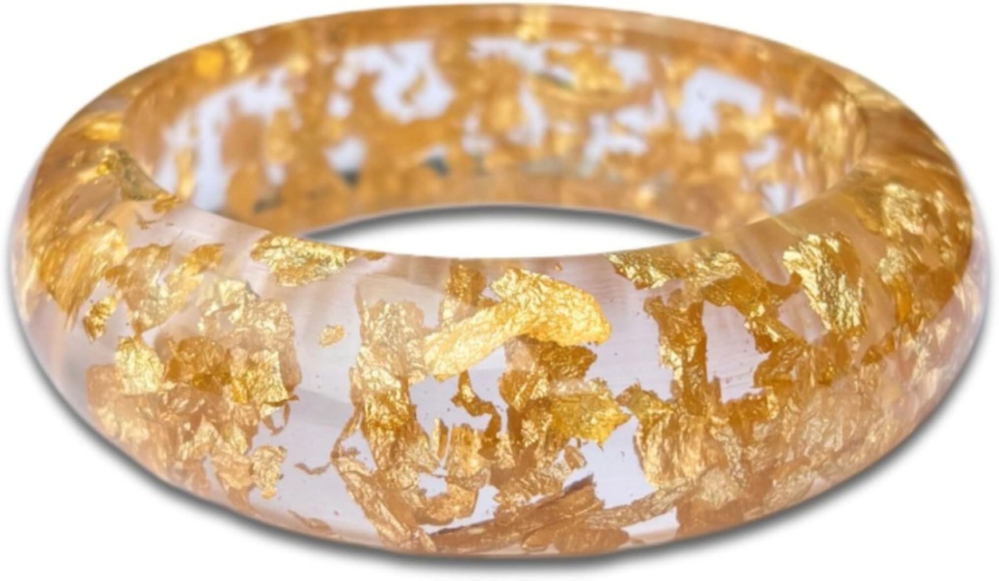 Clear Resin Bangle with Gold Foil Flakes, Fashion Jewellery for Women & for Girls, Size 2.4-2.6
