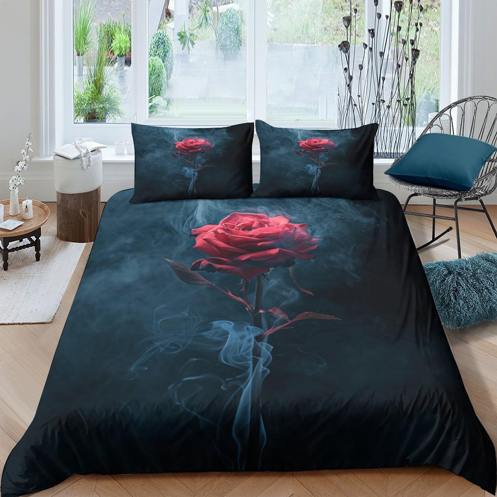 Parure de lit motif roses rouges pour transformer l'ambiance de votre chambre à coucher adulte