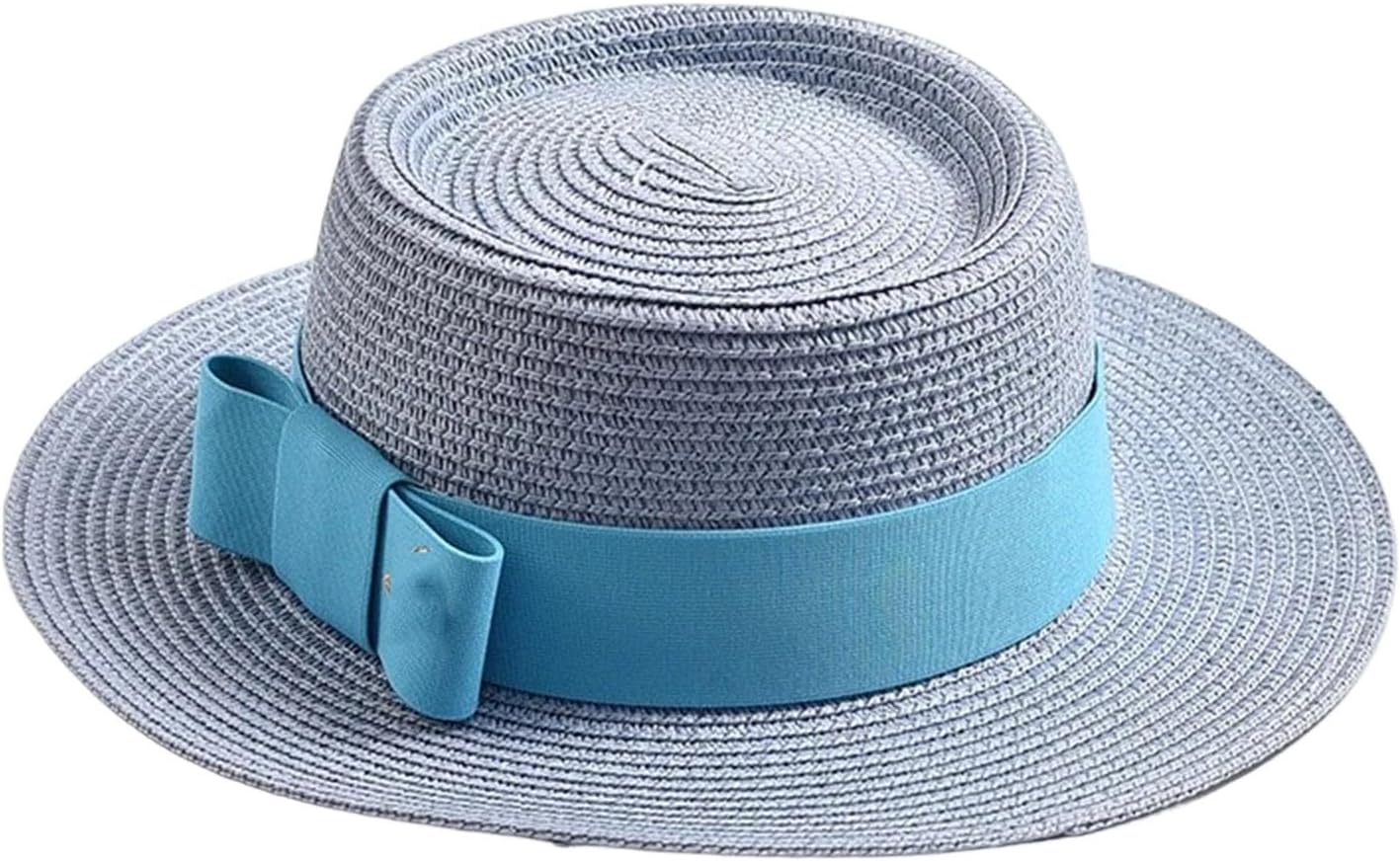 Womens Straw Hat Flat Top Lightweight Breathable Sun Protection Beach Travel Summer Hat