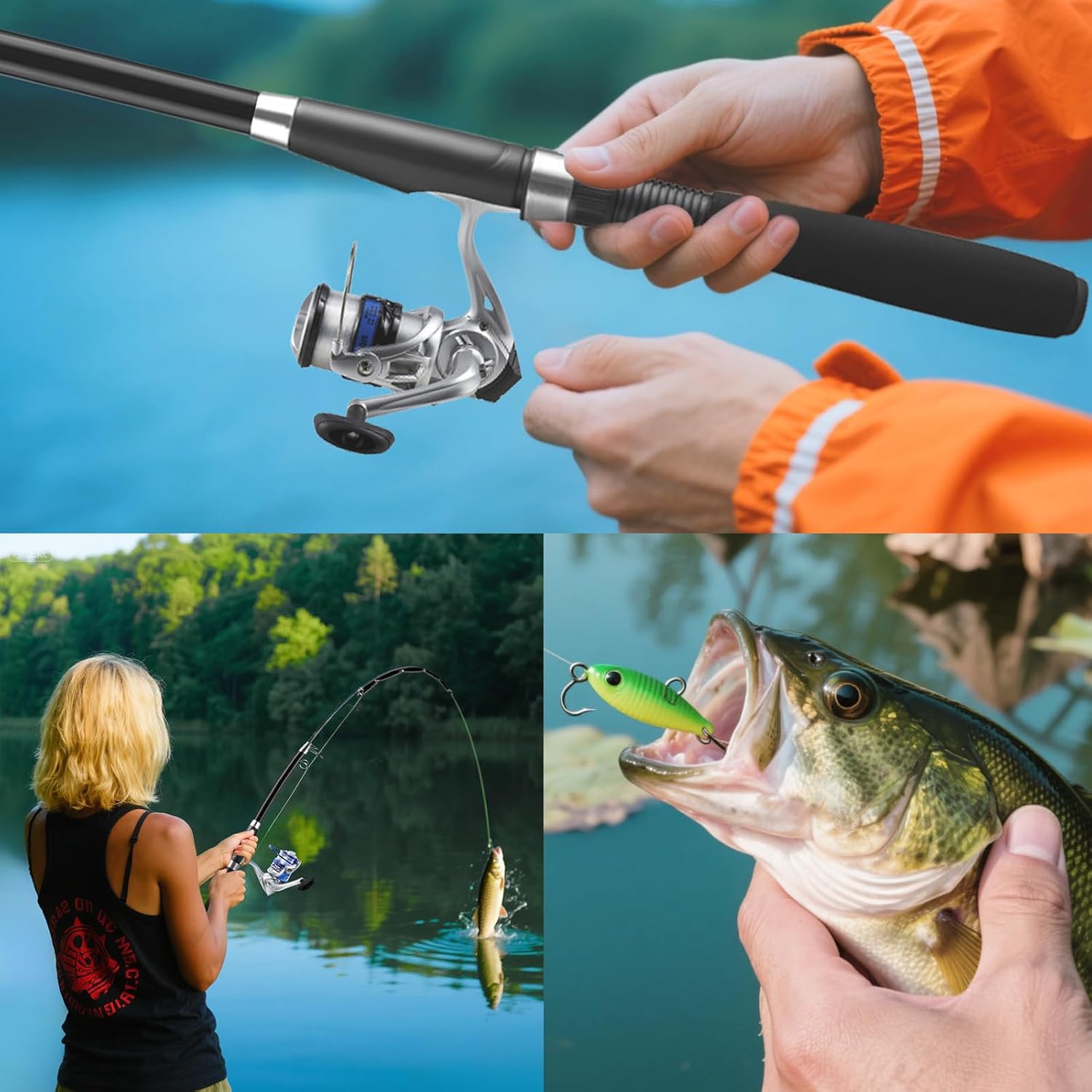 Telescopic Fishing Rod and Reel Combo Set, 2PCS Collapsible Fishing Poles, Fishing Kit with Spinning Reel Fishing Pliers and Lip Gripper, Travel Saltwater Freshwater Fishing Gear for Adults Beginners - Image 6