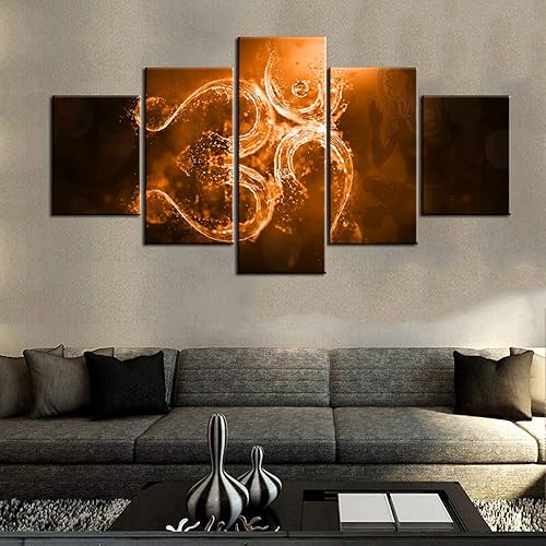 Miniatura 15 de Cuadro indio para sala de estar, obra de arte vintage sánscrito Om, pintura de religión hindú, impresión HD, varios paneles, arte de pared