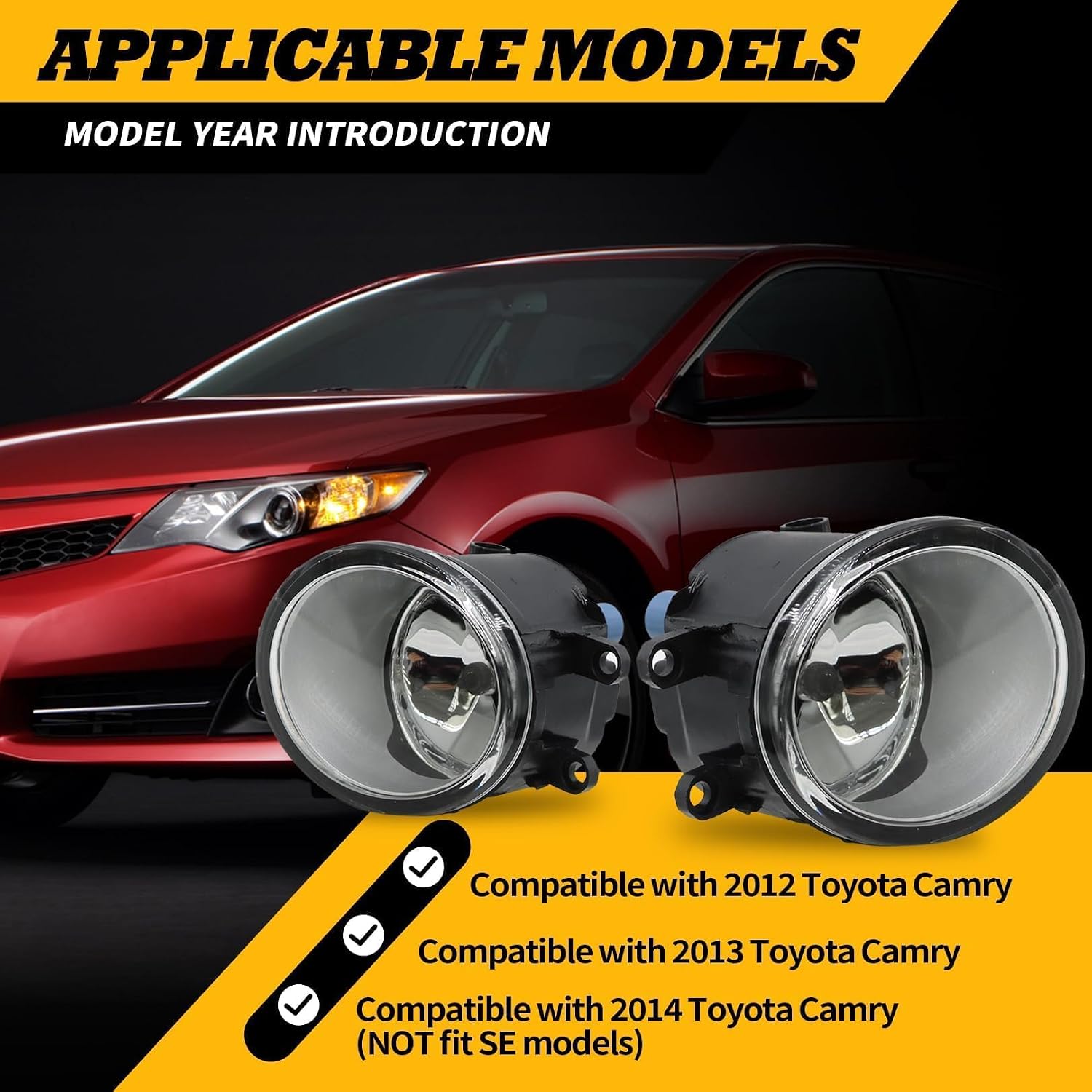 Fog Lights Assembly Compatible with Camry 2012 2013 2014 Driving Fog Lamps with Wiring Switch & Bulbs TO1039131 TO1038131