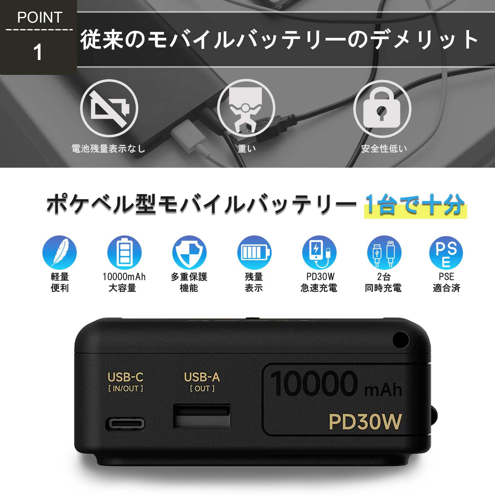 Amazon | TROZK 10000mAh大容量 モバイルバッテリー 急速充電 PSE技術