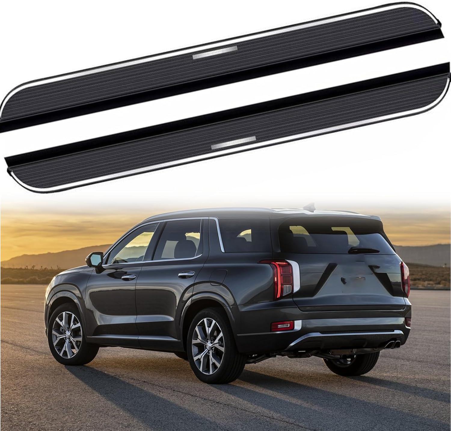 2 PCS Running Boards Fits for H Palisade 2019 2020 2021 2022 2023 Black Nerf Bar Side Steps