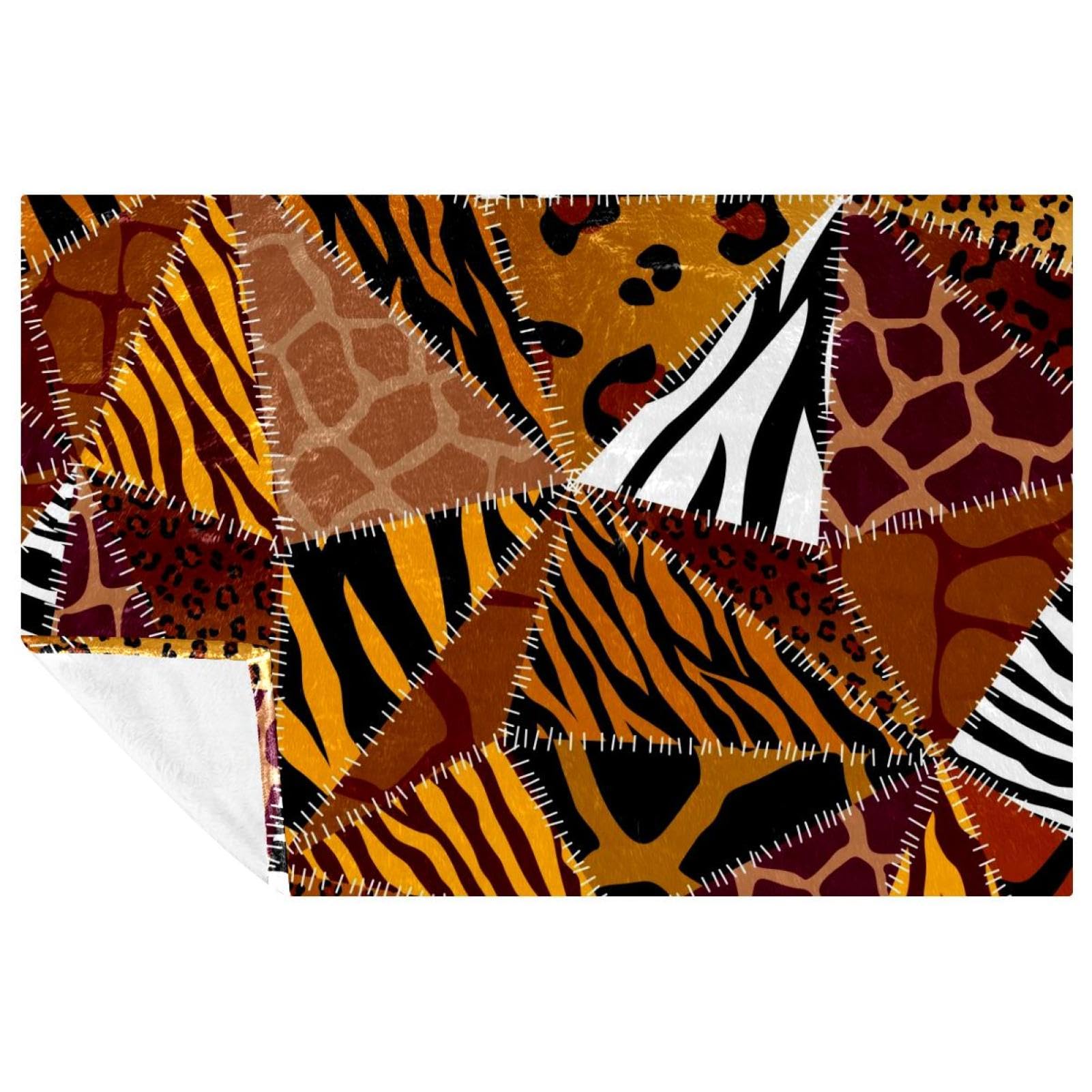 Couverture chaude textures animales 150x100 pour lit, pique-nique et plage