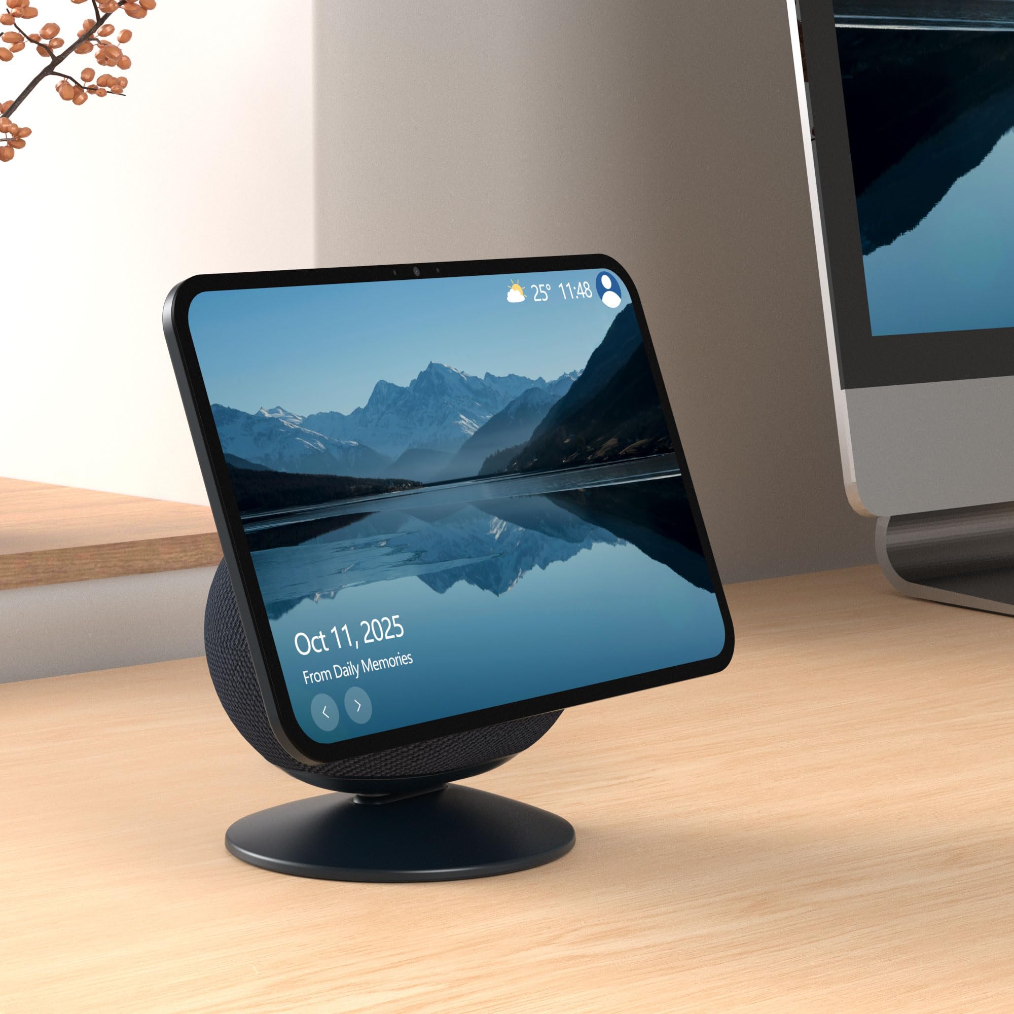 HomeMount Support Réglable pour Show 11/8 (2025) & iPhone 12 – Noir | Support de bureau inclinable ±18°, base magnétique, installation facile, idéal pour maison et bureau, design compact