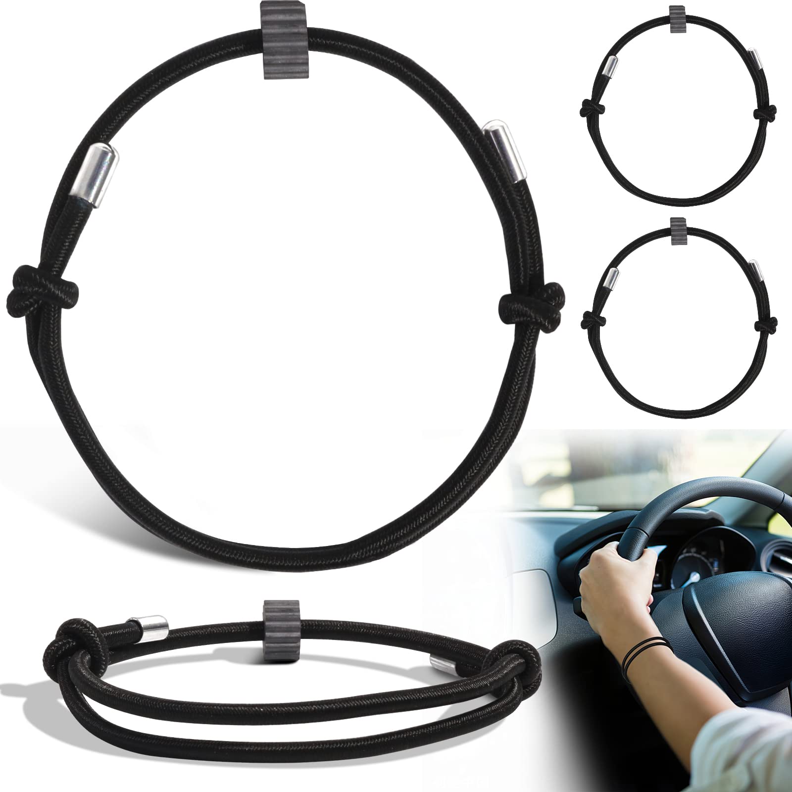 4 pcs Window Breaker Bracelet, Glass Breaking Bracelet, Wrist Strap with Tungsten Carbide Bead Car Safety Escape Wristbands, Vehicle Emergency Self Rescue Tool