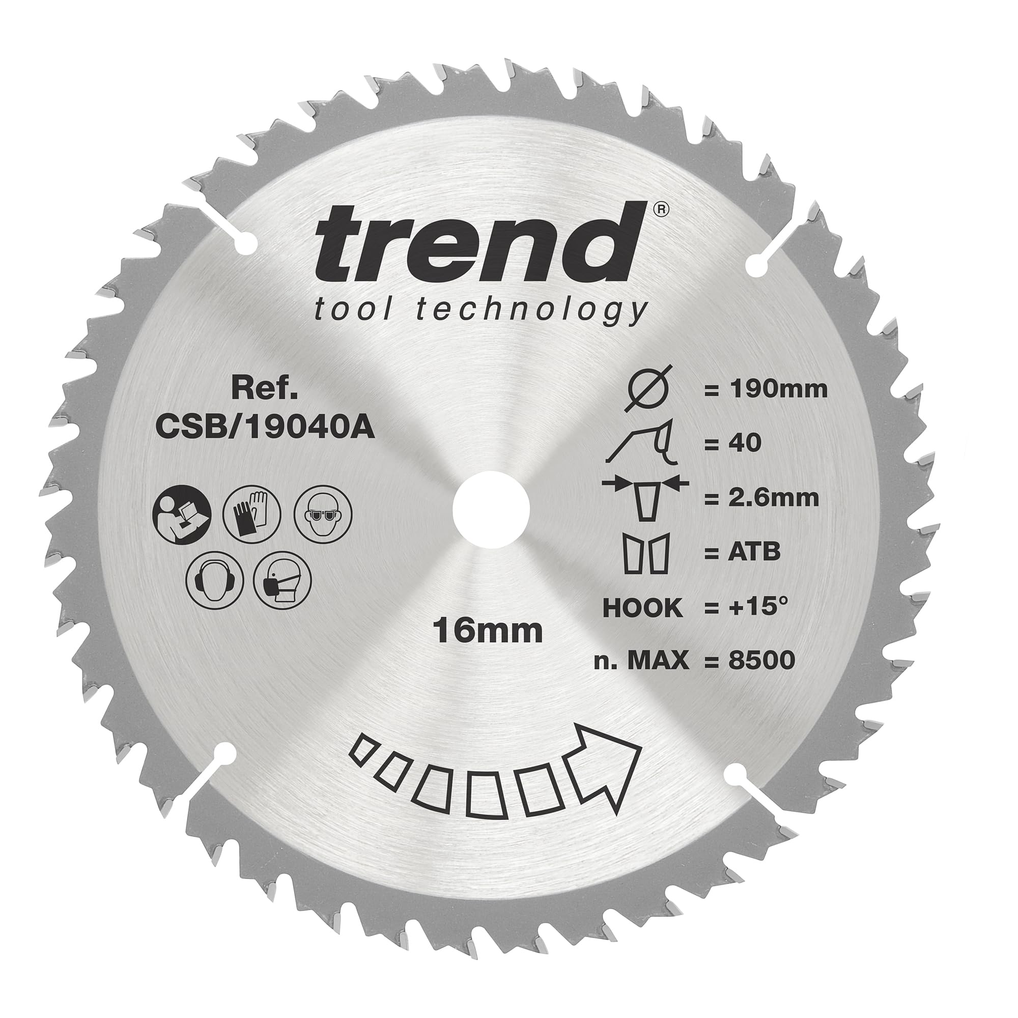 Trend CRAFTPRO Wood Cutting Saw Blade 190mm 40T 16mm