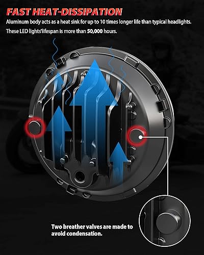 Miniatura 7 de XPCTD - Faro delantero LED de motocicleta de 7 pulgadas con lámparas de niebla de 4.5" compatibles con Harley Davidson Street Glide Road King