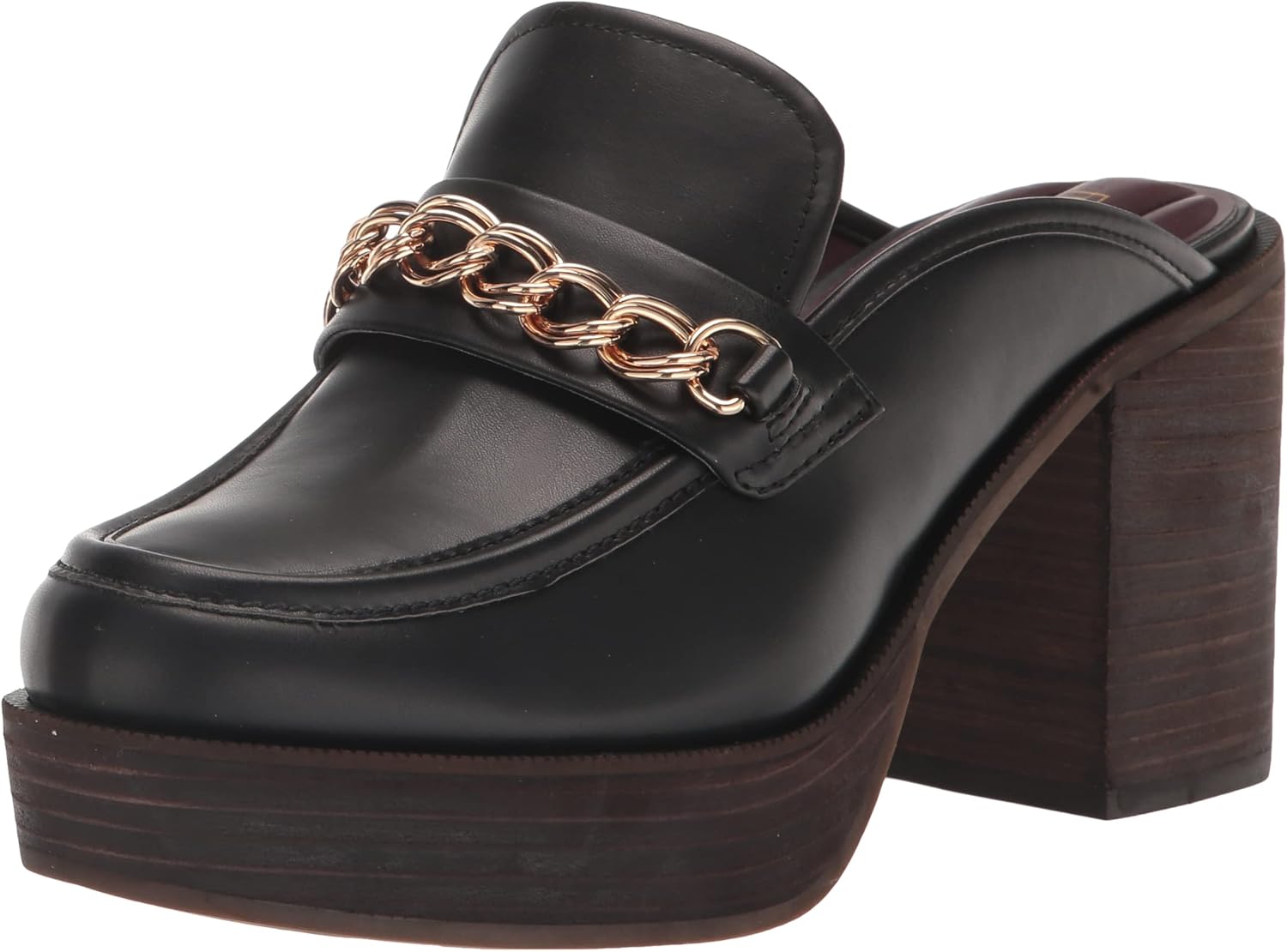 Franco Sarto Womens Katraclog Stacked Heel Mule Black 7 M
