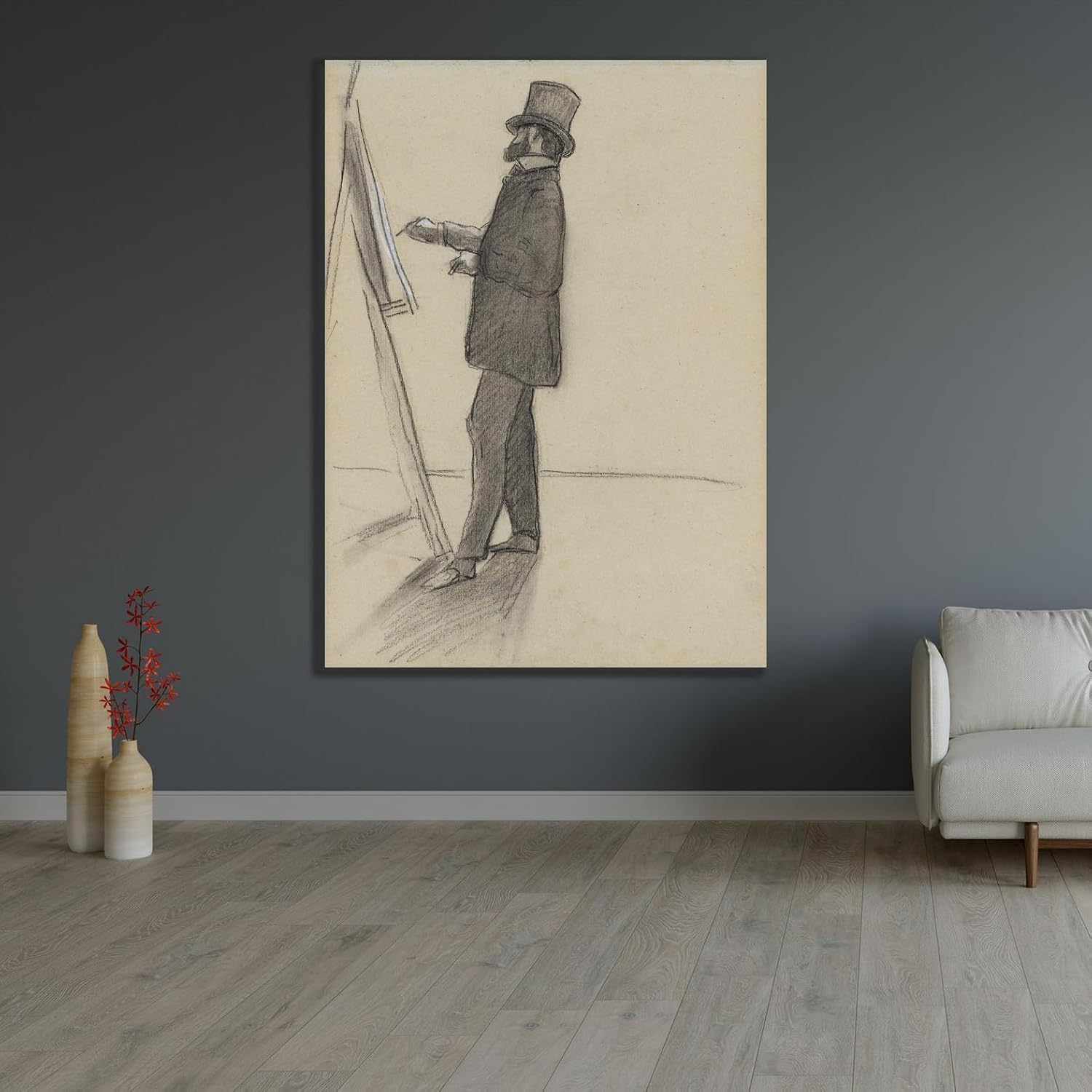 ArtDirect Manet and his Easel (1868–70) Custom Framed Art Print Giclee Print or Canvas Options with Various Sizes and Customization by Jean-Frederic Bazille
