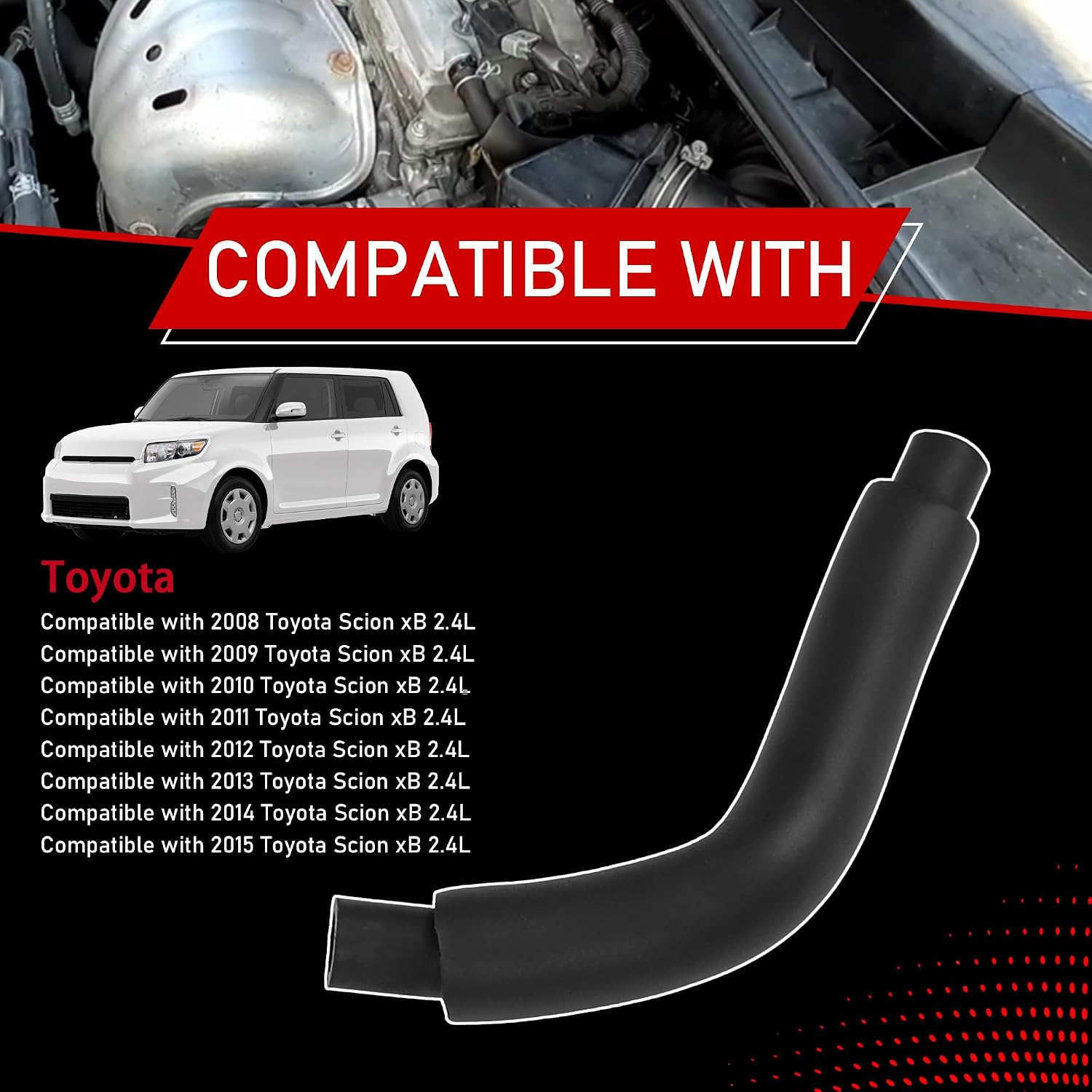 12261-28180 PCV Valve Hose Crankcase Breather Hose Oil Vent Tube | Compatible with 2008-2015 Toyota Scion xB 2.4L, Replaces 1226128180, Engine Crankcase Breather Hose, Ventilation Hose
