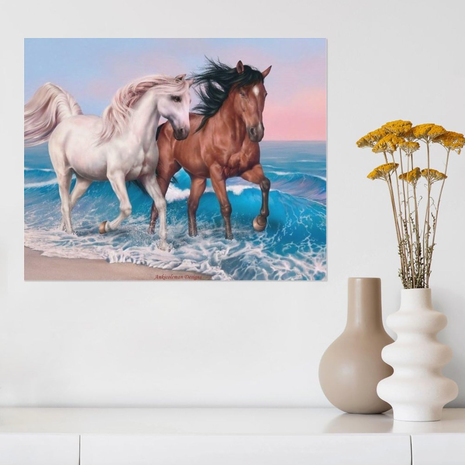 手書き油絵 幻想馬 額付 絵画 インテリア 楽天市場】「九頭馬」M.Hark F8サイズ油彩画・直筆油彩画・油絵