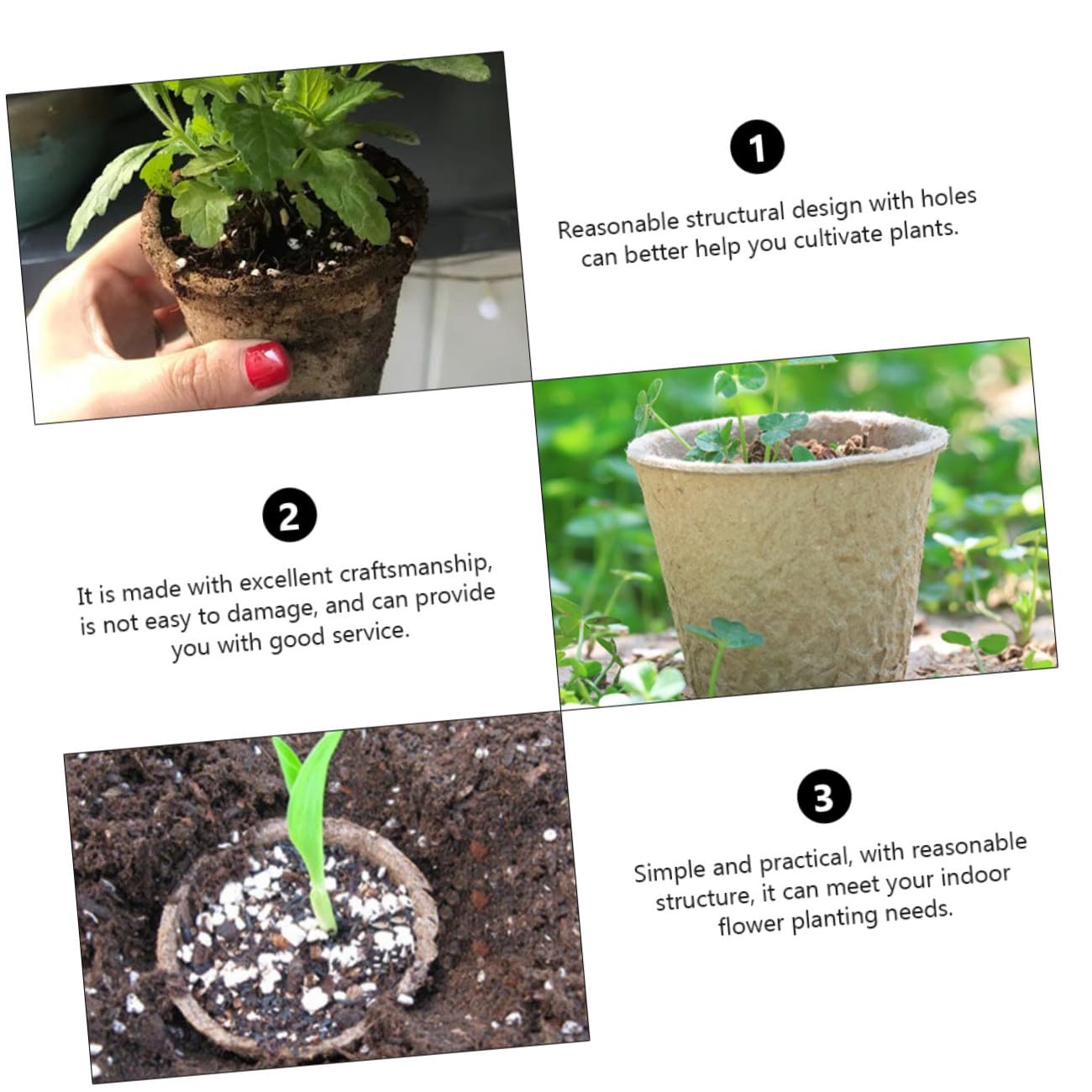 HANABASS Coppette Biodegradabili per Semina 8 Cm con Apertura, 100 Pz Vasi per Coltivazione Piantine da Giardino
