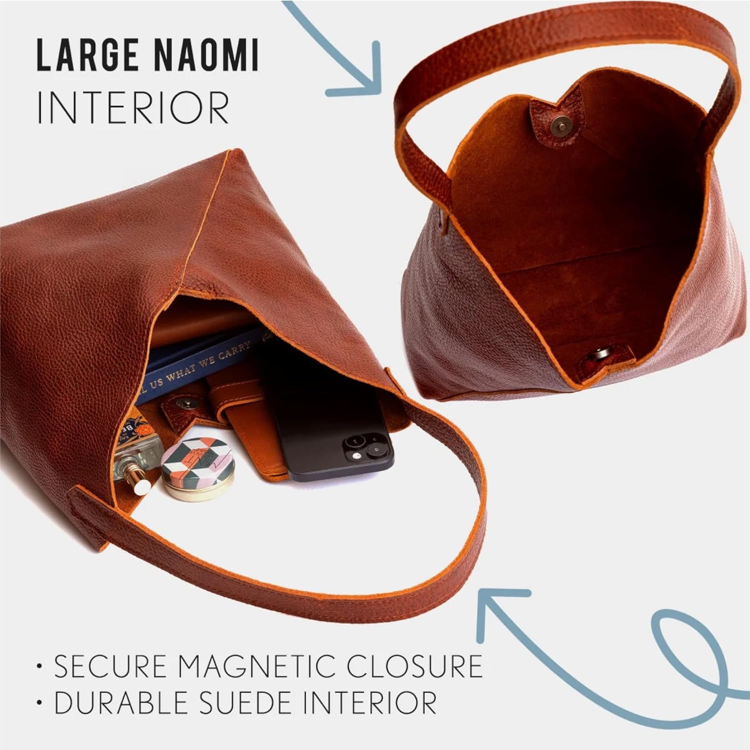 Portland Leather Goods Naomi Shoulder Bag – Handmade Slouchy Bag with Adjustable Crossbody Strap & Secure Magnetic Closure - Image 7