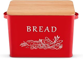 Red Bread Box for Kitchen Counter, P&P CHEF M...,