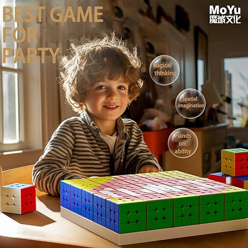Miniatura 16 de CFMOUR Cubo magnético de velocidad 3 x 3 – Moyu Meilong 3M cubos mágicos sin calcomanías con soporte – Juguete rápido y suave para resolver