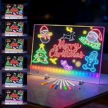 Planche à dessin LED avec 7 modes de lumière de couleur, planche à dessin lumineuse rechargeable pour enfants, 34,8 x 25,4 cm avec 7 stylos de couleur, tableau à message lumineux en acrylique pour