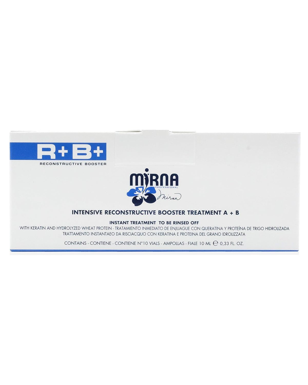 Mirna Professional Reconstructive Treatment Ampoule Booster. Formulated with Keratin for Weak and damaged hair. No SLS, No Paraben (Part A x 5 / Part B x 5) 10ml / .33oz