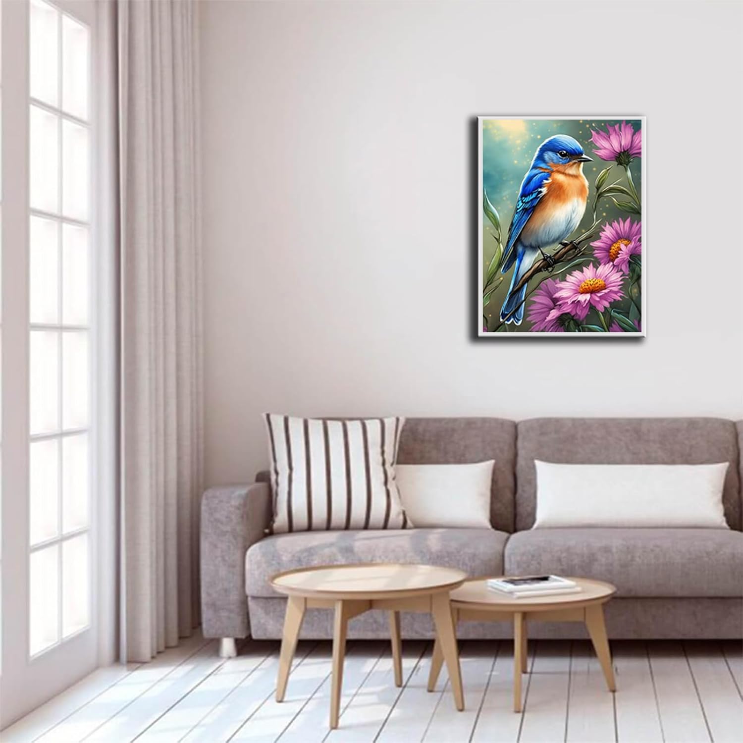 KAYEIUU Eastern Bluebird Diamond Painting, 5D Full Diamond Painting Kits, Adult Beginners Fine Birds, DIY Craft Diamond Painting, Suitable for Wall, Garden Decor or Gift 12x16inch