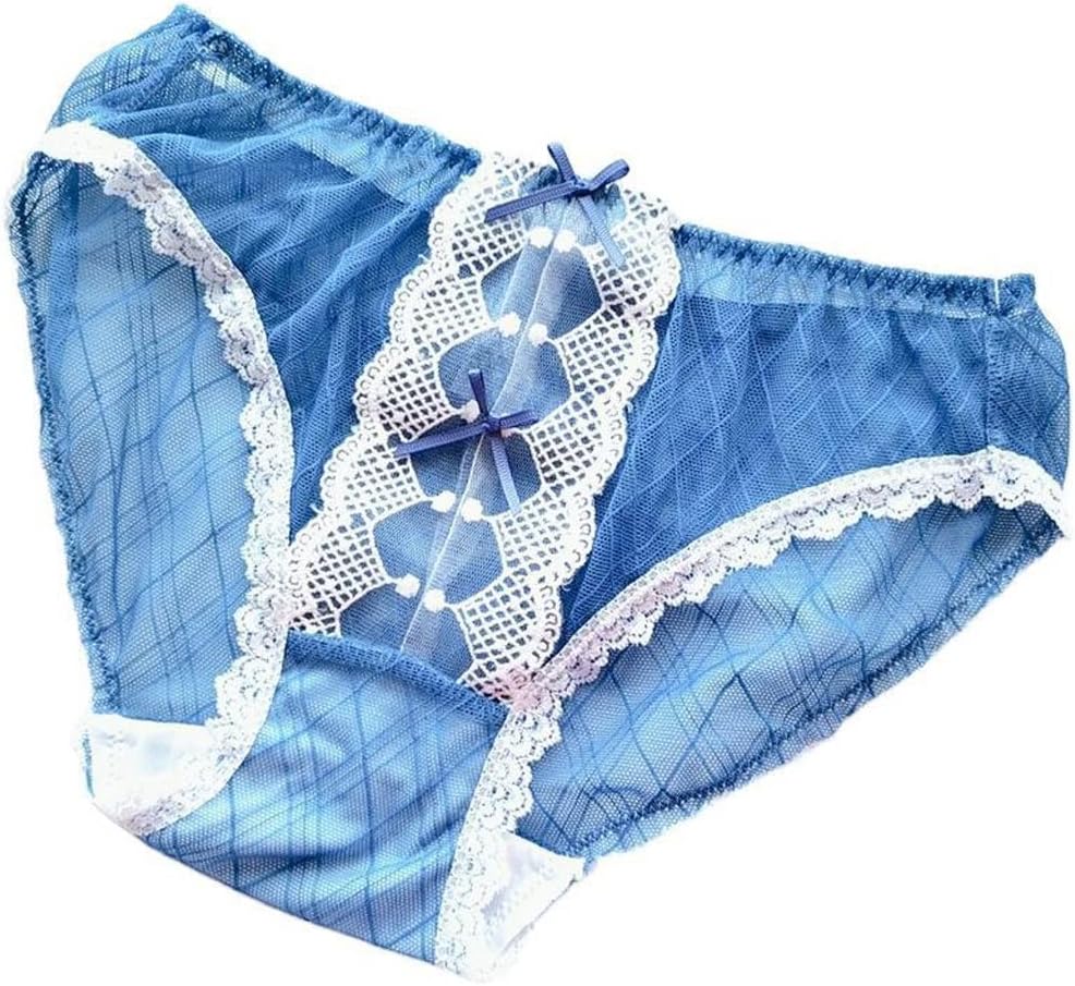 Japanese Girl Transparent Underwear Mid Waist Sweet Mesh Panties Sexy Bowknot Seamless Briefs Hollow Out Female Lingerie
