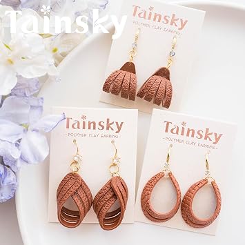 TAINSKY Leather Twisted Polymer Clay Cutters, Leather Clay Cutters, 7 Polymer Clay Cutters for Earrings, Boho Clay Cutters for Polymer Clay Jewelry(B)