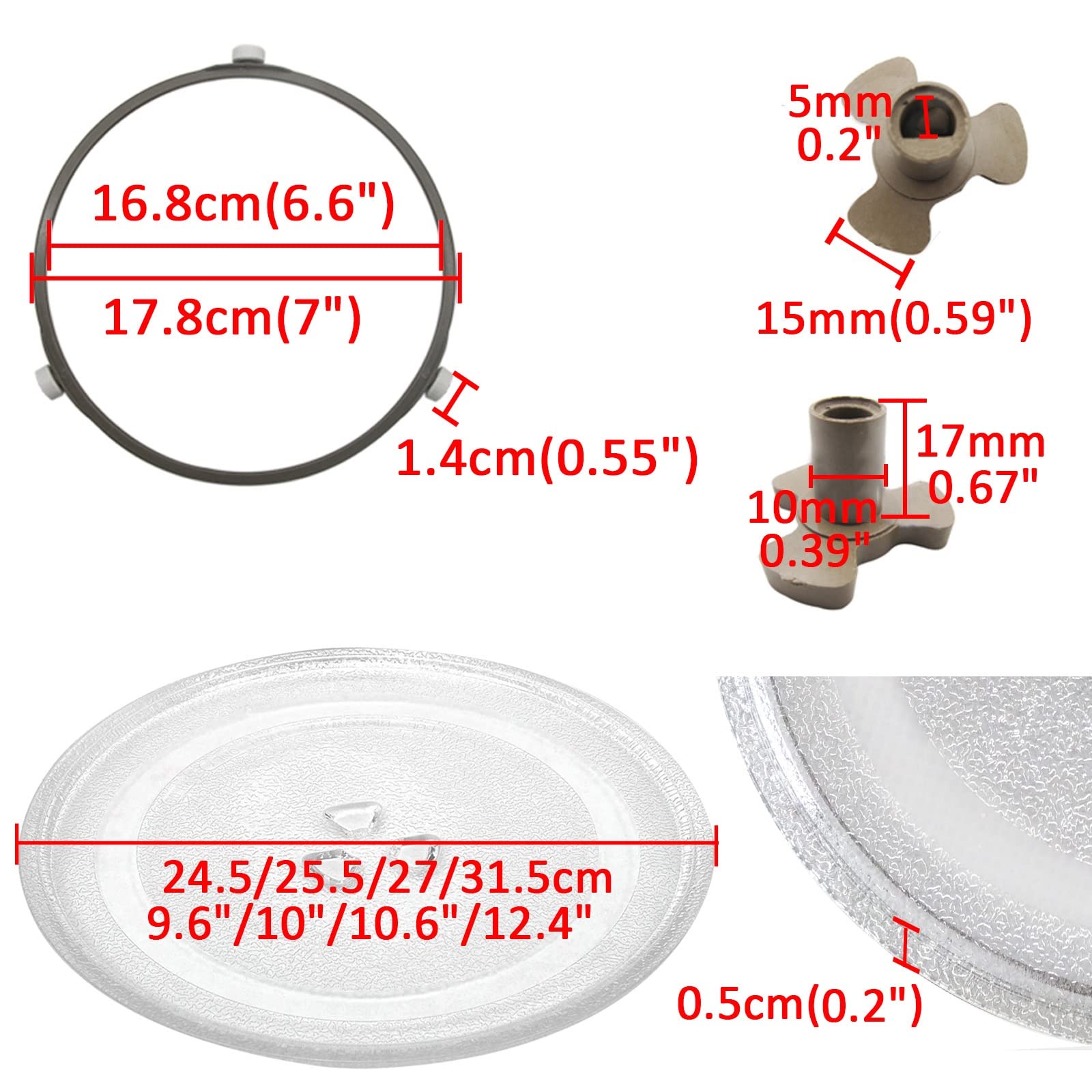 Hochtemperaturbeständig Mikrowelle-Drehteller-Glasplatte-leicht Zu Pflegen Mikrowellenteller, Mit Koppler, Für Mikrowellen-reibungsloser Ablauf Mikrowellen-Drehteller Glasplatte ( Color : Clear , Size