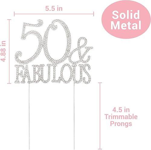 Miniatura 4 de Decoración para colocar arriba de tortas con el número 50 repleto de diamantes falsos, ideal para cumpleaños o aniversarios.