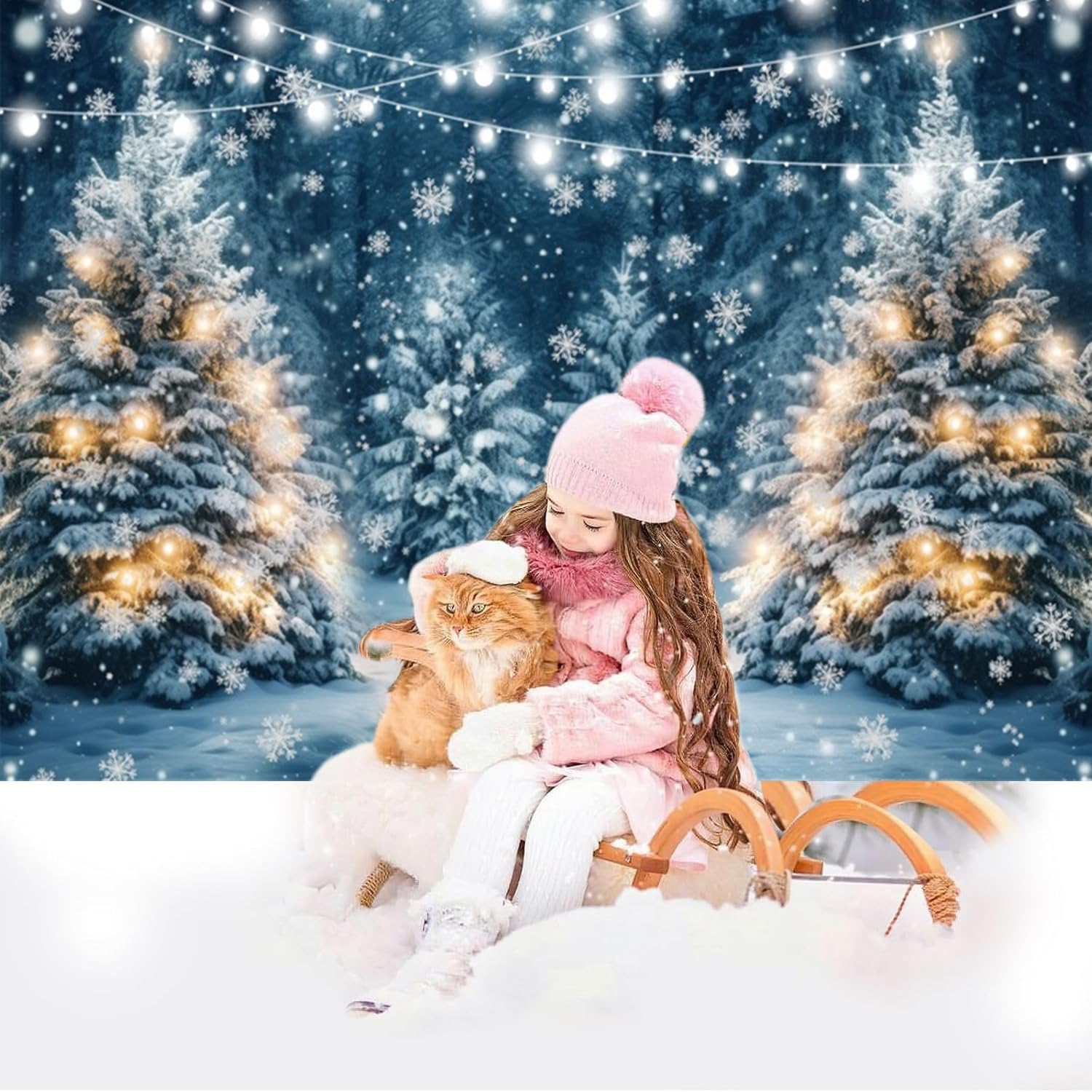Winter Backdrop 10x8ft White Snowy Pine Tree Forest Christmas Glitter Wonderland Photography Background Nature Scene Xmas Party Decorations Holiday New Year Kids Family Photo Studio Prop