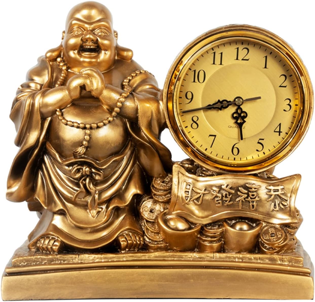 Mantle Clock God of Wealth Clock Ornament Table Clock Home Desktop Living Room Clock Desktop Pendulum Clock Retro Meaning Wealth Desk Clock Vintage Mantel Clock (Color : 1)