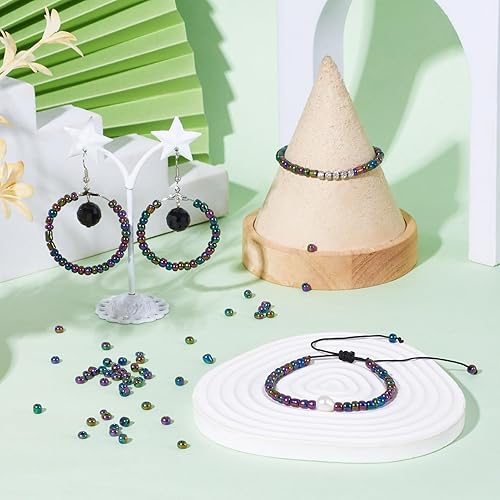 Miniatura 3 de Craftdady 6/0 cuentas de semillas de vidrio de 0.157 in aproximadamente 4500 piezas metálicas brillantes pequeñas cuentas espaciadoras sueltas para