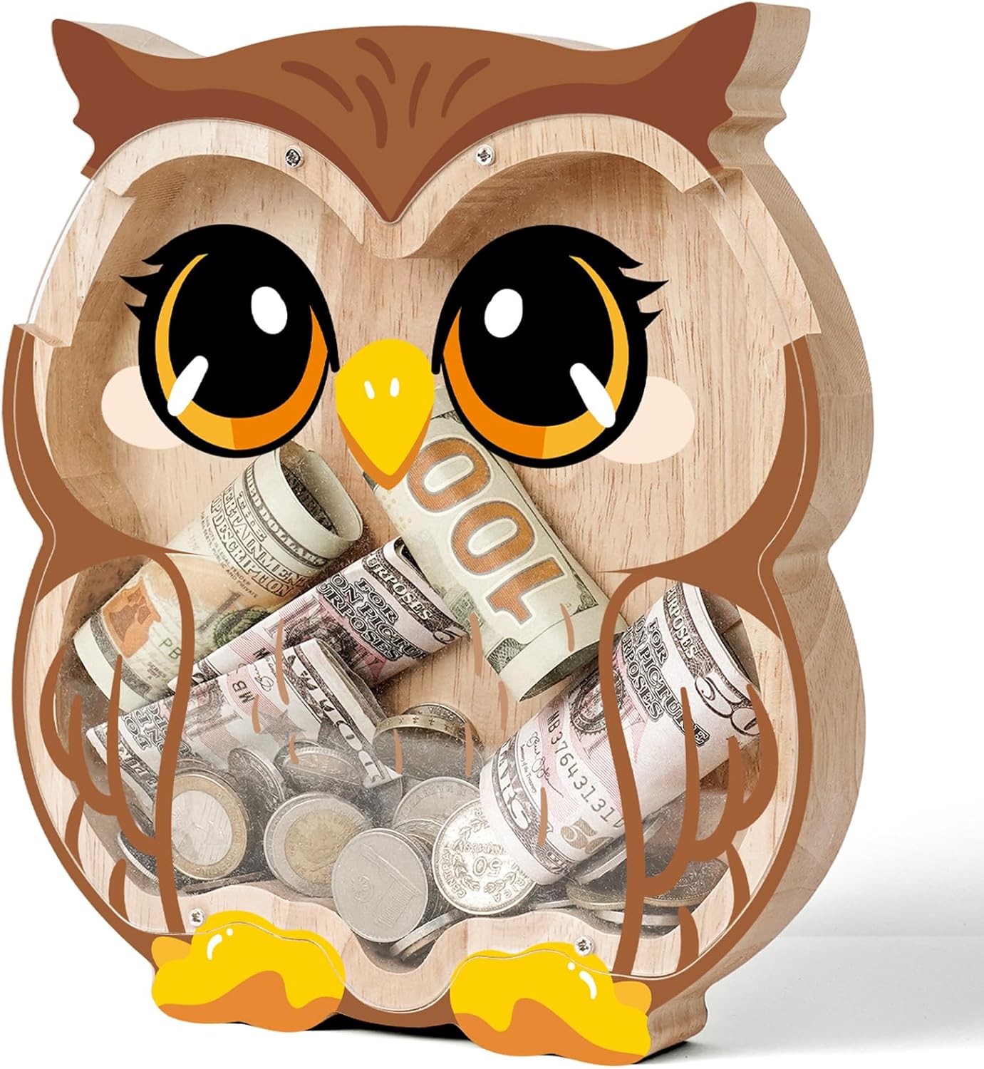 Wooden Butterfly Piggy Bank for Kids, Cute Butterfly Money Bank for Girls Boys, Unbreakable Kids Money Box for Boys Girls Toddlers, Large Coin Bank for Décor, Birthday Gift, Educational Toys
