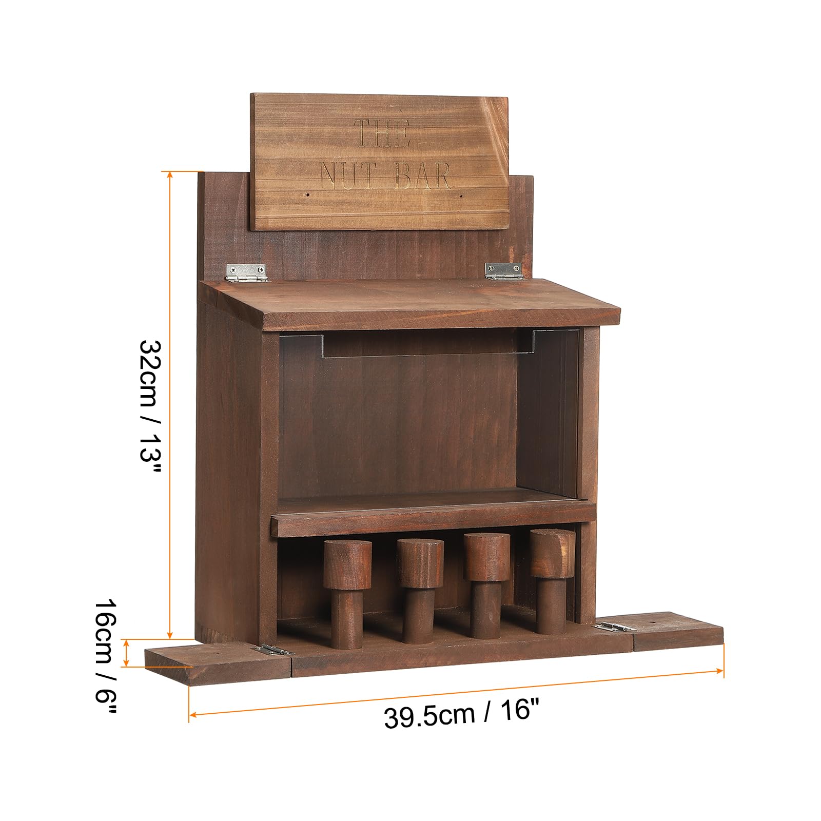 PATIKIL Tavolo Da Picnic Per Scoiattoli In Legno 16x6x13inch, Mangiatoia Per Scoiattoli Con Bar Nuts E 4 Sgabelli Per Mais E Arachidi, Marrone Scuro
