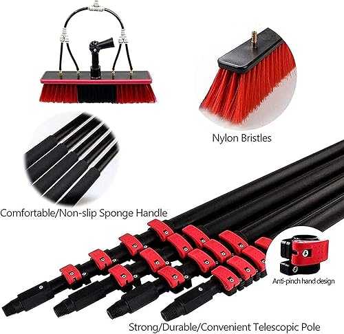 Miniatura 5 de Kit de poste de alimentación de agua, cepillo de limpieza para paneles solares, ventana y poste de limpieza solar con cepillo telescópico alimentado