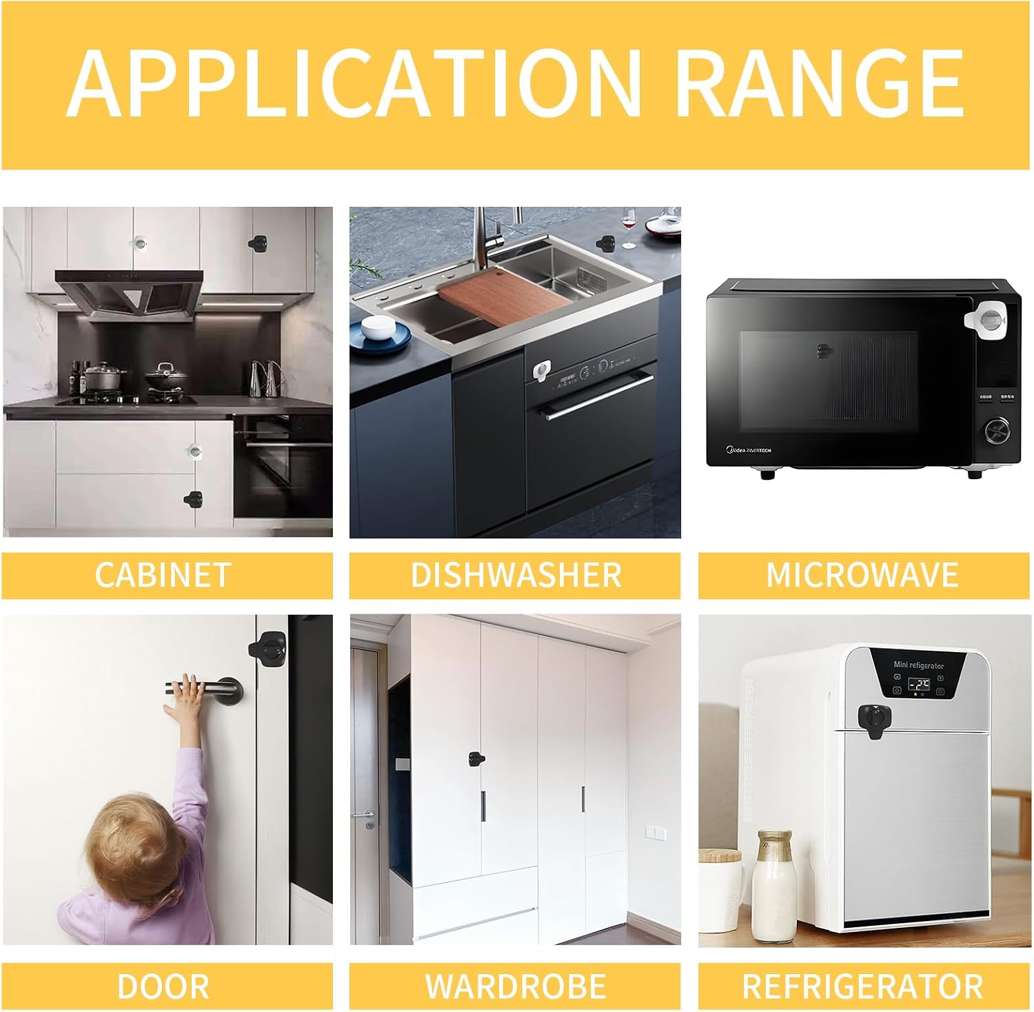 Knob Switch Child Proof Oven Lock Baby Safety Oven Door Lock for Toddlers Heat-resistant Adhesive no Tools Need or Drill (Black-1Pcs)