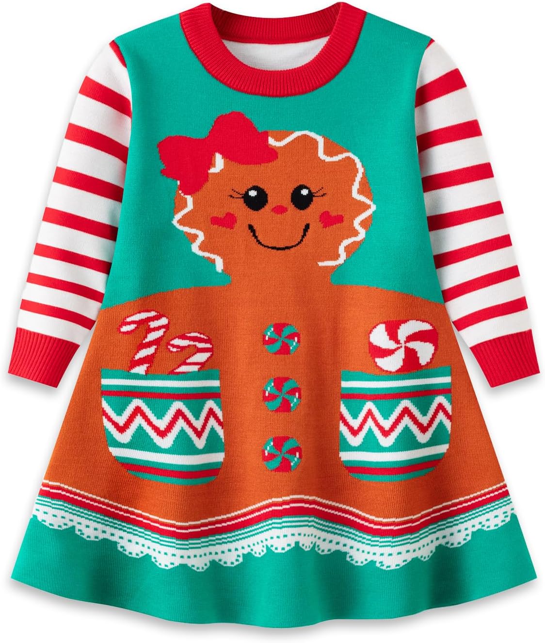 Toddler Christmas Sweater Dress Little Girls Winter Xmas Knit Dresses