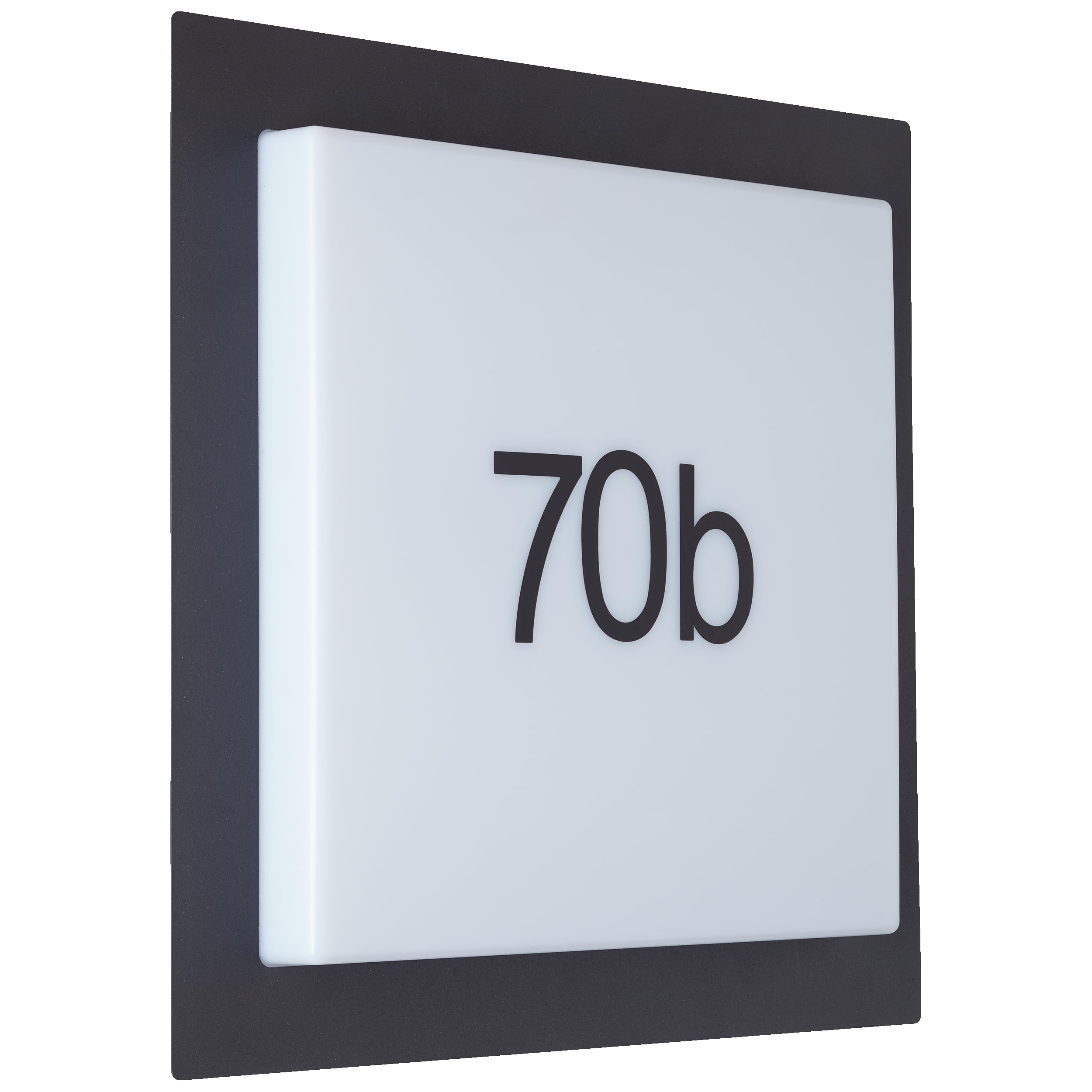 Lightbox LED Außenwandlampe mit 1600 lm & 3000 K & IP44 - inkl. Hausnummer - Outdoor Wandleuchte - 30 x 30 cm - für die Hausfassade - aus Aluminium/Kunststoff - in Weiß/Schwarz