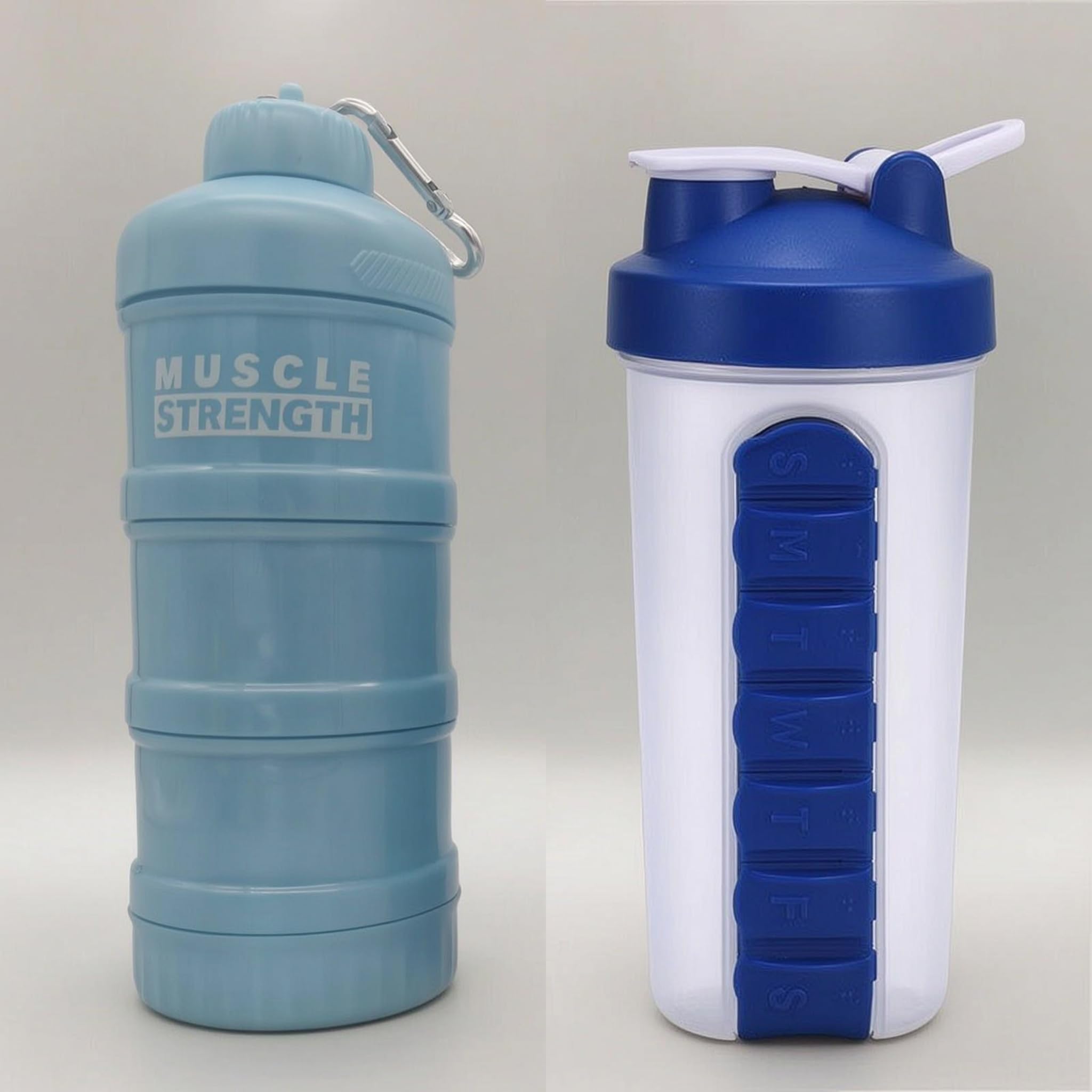 rockible Contenant de étanche pour Protéines en Poudre, Portable et Muni de Mousquetons, Idéal pour Le Sport, Les et Le Fitness. Bouteille Mélan