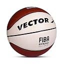 Vector X 8 Panel HG-200 FIBA Approved Rubber Moulded Indoor/Outdoor Basketball with Butyl Bladder, Brick-Cream, Size: 7 (Suitable for Practice/Match/Training) + Free Air Needle gallery image