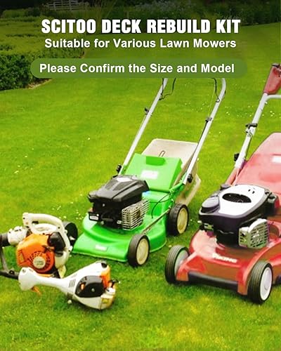 Miniatura 7 de SCITOO Kit de reconstrucción de cubierta, kit de reconstrucción de 42 piezas de cortacésped compatible con John Deere 42 Deck GY20995 L100, L108,