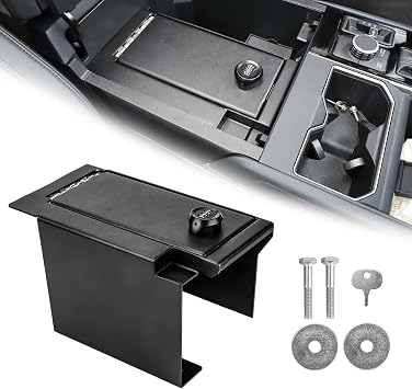 3mirrors Center Console Safe Gun Safe Box with Springs Hinge Compatible with Toyota Tundra 2022-2026 & Sequoia 2023-2026