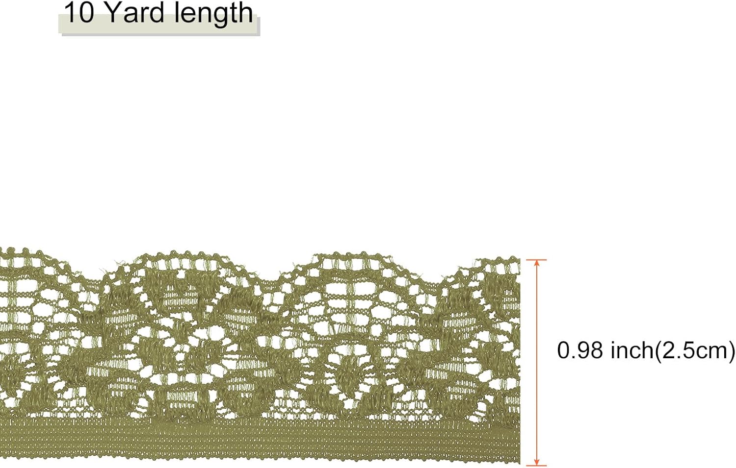 MECCANIXITY Lace Trim Vintage Crochet 0.98" x 10yards Grass Green Stretch Lace Ribbon for DIY Scrapbooking Clothes Fabric Wedding Decoration Gift Wrap