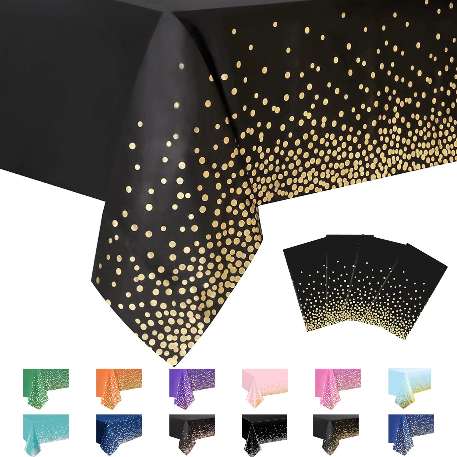4 Stück Schwarz Gold Einweg Tischdecke,137 x 274 cm Einweg Tischdecke, Tischdecke Geburtstag, Kunststoff Tischdecken Rechteckig Geeignet für Party, Halloween, Weihnachten 4 Stück Schwarz Gold Einweg Tischdecke,137 x 274 cm Einweg Tischdecke, Tischdecke Geburtstag, Kunststoff Tischdecken Rechteckig Geeignet für Party, Halloween, Weihnachten