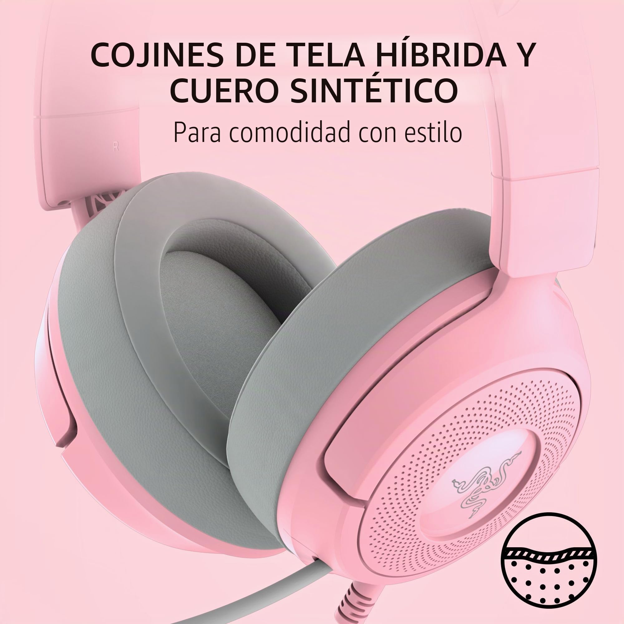 Razer Kraken Kitty V3 X - Auriculares con Cable para Videojuegos, Orejas de Gatito, micrófono cardioide hiperclaro, Controladores de 40 mm, Sonido Envolvente 7.1, cómodas Almohadillas para los oídos