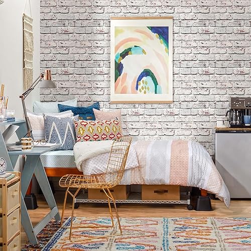 Miniatura 8 de Commomy 10 paneles de pared de ladrillo sintético 3D de 11.8 x 11.8 pulgadas, tamaño pequeño de PVC fino para despegar y pegar, azulejos de ladrillo