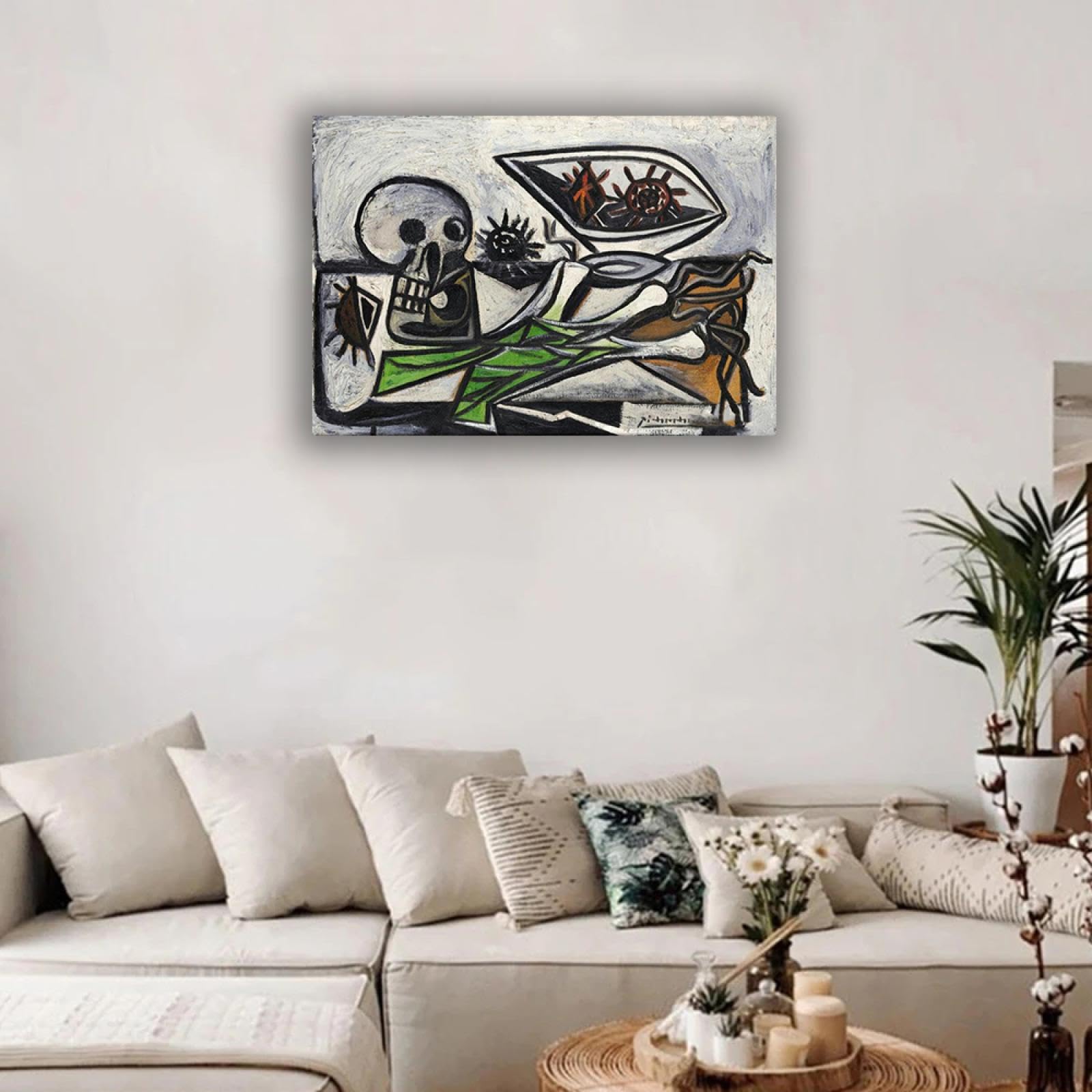FITSEN Tableau célèbres Nature morte oeuvre impression sur toile peinture à l'huile reproductions toile abstraite art mural pour salon 60x90 cm encadré