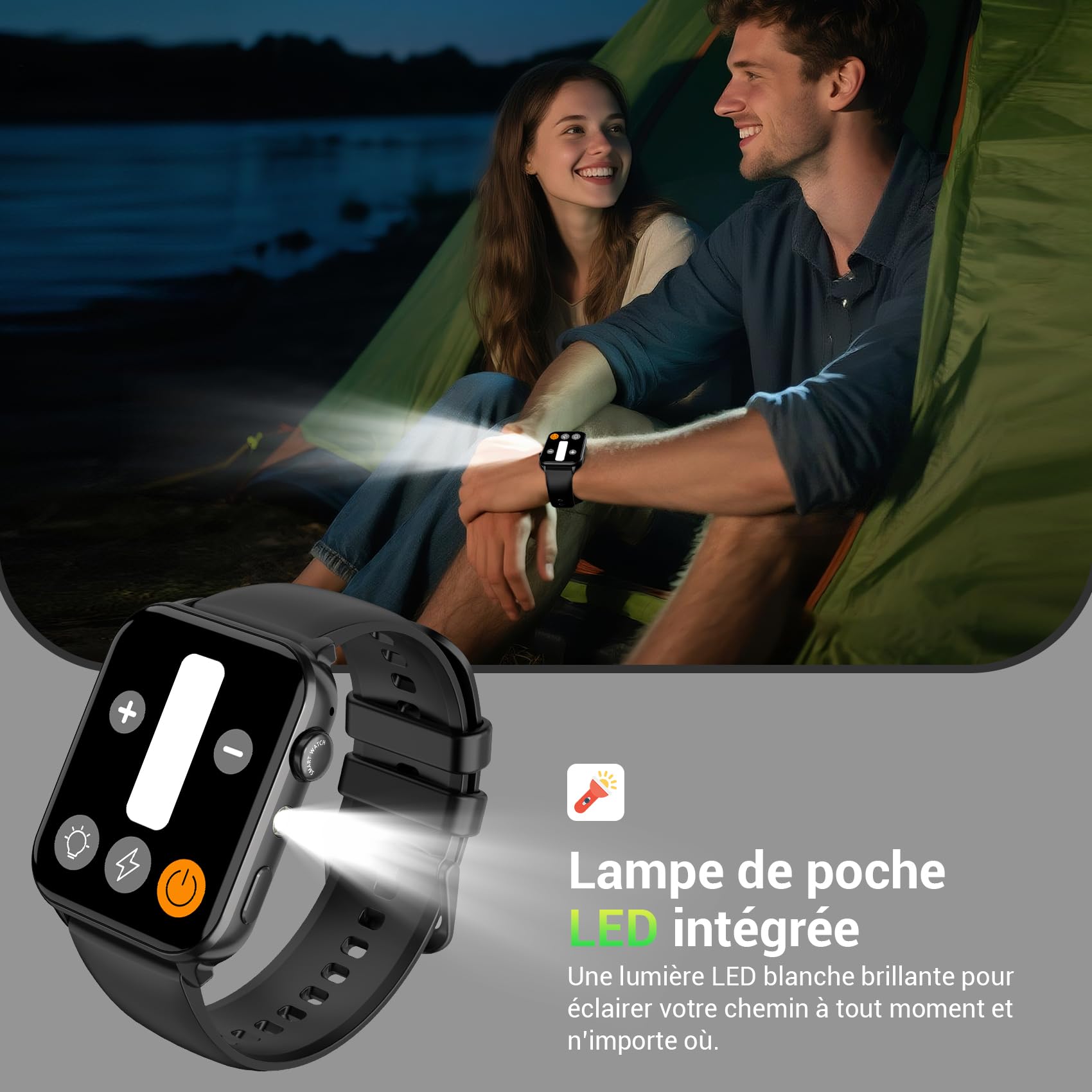 Montre Connectée Homme Femme avec Appels Bluetooth, Écran 1,91″ HD, Fréquence Cardiaque & SpO₂, 120+ Modes Sportifs, Suivi Sommeil & Podomètre, Étanche IP68, Lampe Torche, 2 Bracelets, Android & iOS