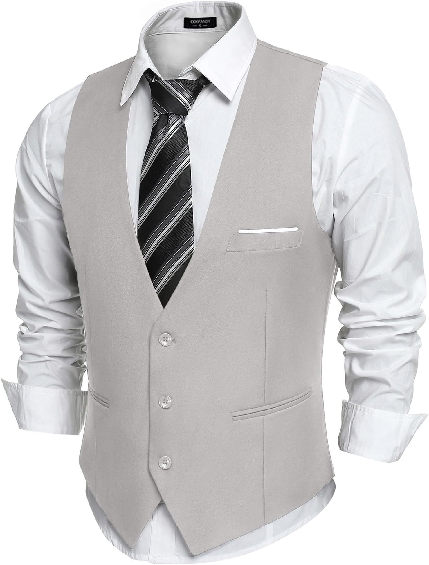 COOFANDY Men's Suit Vest Slim Fit Formal Dress Waistcoat Casual Business Vests for Suit or Tuxedo