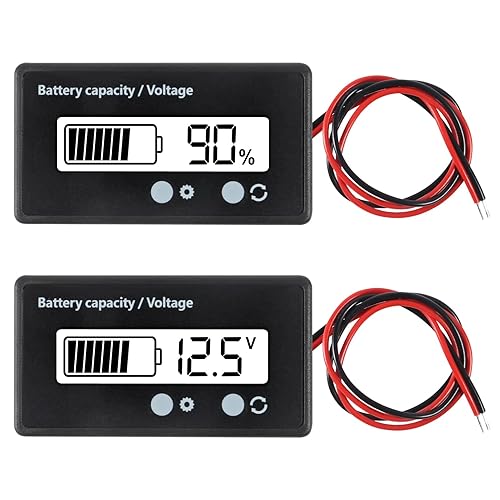 Vista 13 de UMLIFE Medidor de voltaje de capacidad de batería de 12 V 24 V 36 V 72 V CC con alarma Capacidad de batería Indicador de voltaje de batería Azul