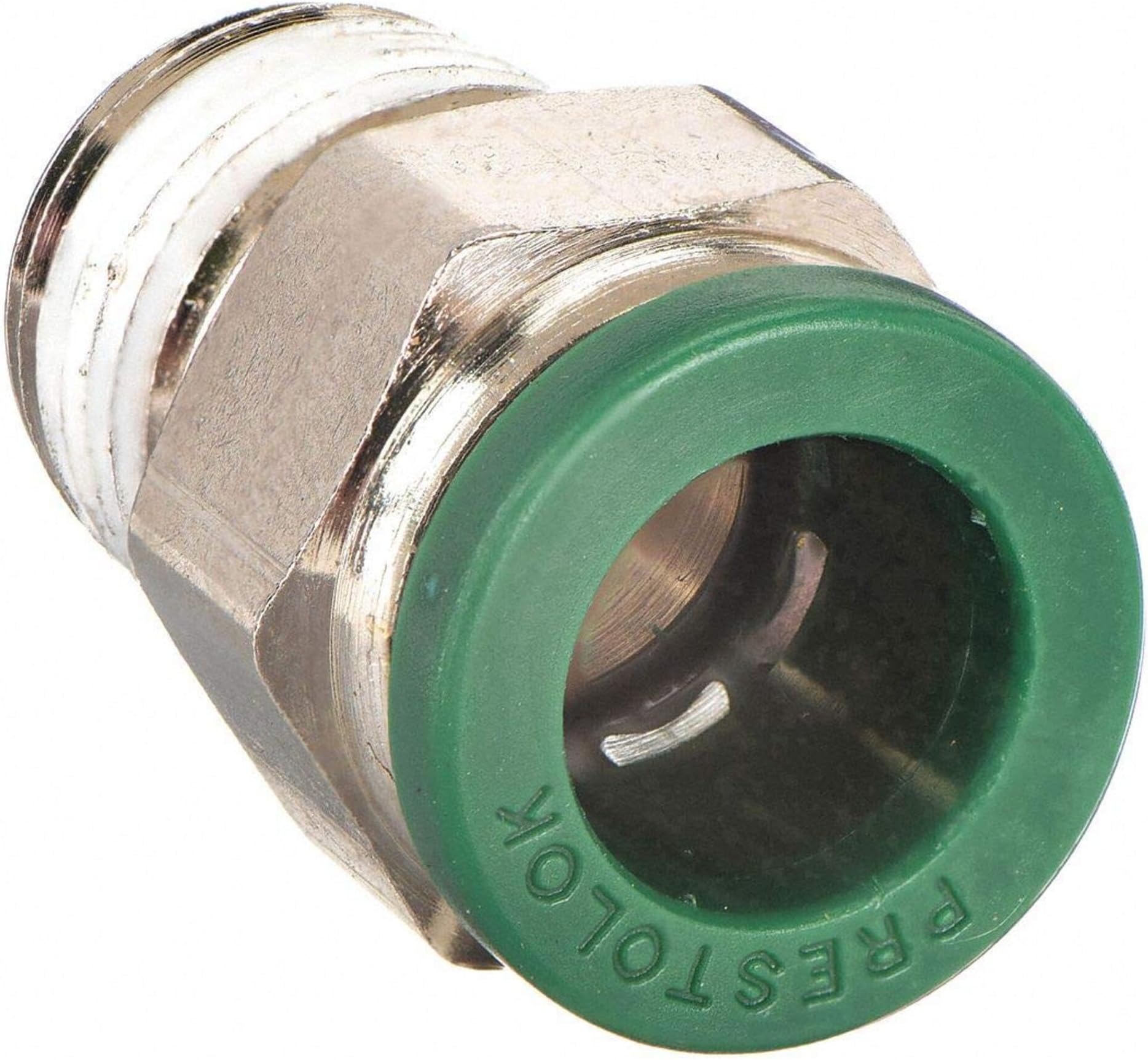Parker Hannifin W68PLP-4-4 Prestolok PLP Nickel Plated Brass Male Connector Push-to-Connect Fitting, 1/4" Push-to-Connect Tube x 1/4" Male NPTF